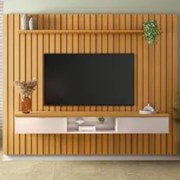 Painel TV 70 Pol Link 2.0 e Rack Bancada Essenza Off/Cinamomo - HB Móv