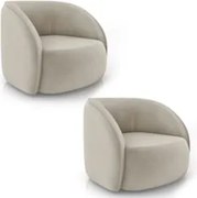 Poltrona para Sala Orgânica Kit 2 Zion Z32 Veludo Bege - Mpozenato