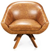 Poltrona Decorativa Giratória MM30 Giovana Sintético PU Nozes D01 - D'Rossi