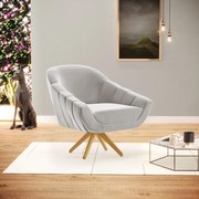 Kit 02 Poltronas Giratória Giovana Veludo Base Madeira MA30 D03 - D'Rossi - Cinza