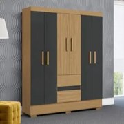 Guarda Roupa Casal 150cm 6 Portas Raely Atacama/Grafite A15 - Mpozenat