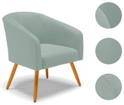 Poltrona Decorativa Pé Palito Castanho Kit 2 Stella Cotelê Int/Veludo D03 - D'Rossi - Menta