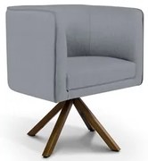 Poltrona Decorativa Giratória Base Giromad Madeira Betina C-416 Linho