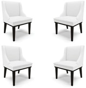 Kit 4 Cadeiras Decorativas Sala de Jantar Base Fixa de Madeira Firenze PU Branco Fosco/Preto G19 - Gran Belo