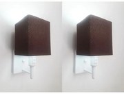 Kit/2 Arandela Quadrada Md-2019 Branco C/ Inter Liga e Desl Cúpula em Tecido Café - Bivolt