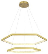 Pendente Hex Aros Ø80X3,5Cm / Ø60X3,5Cm Led 70W 3000K Bivolt / Hexagon... (Dourado)