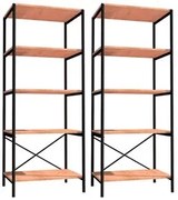 Kit 2 Estantes Livreiro Multiuso Estilo Industrial 150cm 5 Prateleiras