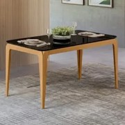Mesa de Jantar Retangular 160cm 6 Lugares Yuma Ypê/Preto N02 - Mpozena