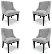 Kit 4 Cadeiras Decorativas Sala de Jantar Base Fixa de Madeira Firenze Suede Cinza/Preto G19 - Gran Belo