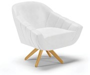 Poltrona Giratória Giovana Corano Base Madeira MA30 D03 - D'Rossi - Branco