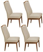 Conjunto 4 Cadeiras Sala de Jantar Lara Linho/Poliester Bege