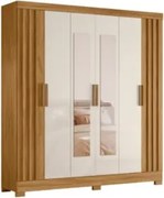 Guarda Roupa Casal 195cm Espelho Ripado Arlon Z17 Freijó/Off - Mpozena