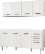 Armário Aéreo Panamá e Balcão Gabinete Áustria 160cm Branco - Lumil Mó