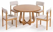Conjunto Mesa Quézia + 04 Cadeiras Luna Estofada Bege - 78503 Sun House