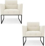 Poltrona Base Industrial Preto Kit 2 Ana Veludo Bege - Ibiza