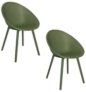 Kit 2 Cadeiras Área Externa de PP Marina com Base Desmontável Verde G56 - Gran Belo