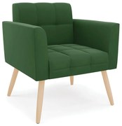 Poltrona Elisa Suede Pés Palito Natural D03 - D'Rossi - Verde