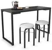 Mesa de Cozinha Bistrô Porto Preto 120cm com 2 Banquetas Industriais M