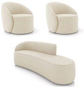 Sofá 4 Lugares Orgânico 220cm Morgan e 2 Poltronas Lua Suede D03 - D'Rossi - Bege