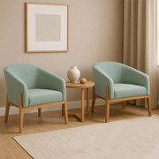 Poltrona Decorativa Base Madeira Kit 2 Stella Cotelê Int/Veludo D03 - D'Rossi - Menta