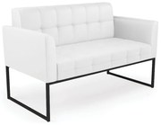 Sofá Namoradeira Elisa Corino Base Metálica Industrial Preto D03 - D'Rossi  - Branco