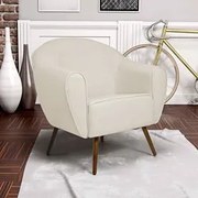 Kit 02 Poltronas Decorativas Nina Pés Palito Madeira C-107 Linho Bege