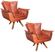 Poltrona Sala de Estar Giratória MM30 Kit 2 Opalla Corano - Corano  Nozes