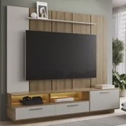 Estante Painel TV 75 Pol com LED 200cm Dolphin Mel/Arenas A05 - Mpozen