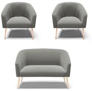 Namoradeira e 2 Poltronas Pé Palito Natural Stella Suede D03 - D'Rossi  - Grafite