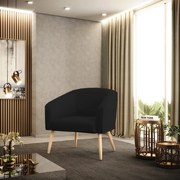 Poltrona Decorativa Pé Palito Natural Kit 2 Stella Linho D03 - D'Rossi - A79 Preto