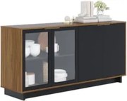 Balcão Aparador Buffet Vicky C05 Noce Milano/Preto Fosco - Mpozenato