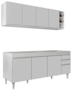 Armário Aéreo Nevada e Balcão para Pia 180cm Dallas Branco - Lumil