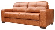 Sofá 3 Lugares Sala de Estar 200 cm Milão Couro Marrom Envelhecido G03 - Gran Belo