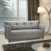 Sofá 3 Lugares Living para Sala Leblon 180cm Linho E03 - D'Rossi - Cinza