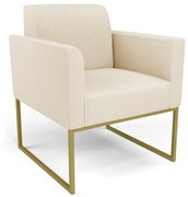 Poltrona Base Industrial Dourado Marisa Linho - A19 Bege