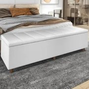 Recamier Baú Estofado Casal 140cm Horus Sintético Branco Z04 - Mpozena