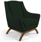 Poltrona Decorativa Sala de Estar Base de Madeira Naomi Veludo Verde Musgo G15 - Gran Belo