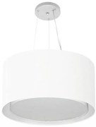 Lustre Pendente Cilíndrico Duplo Md-4299 Cúpula em Tecido 45x30cm Branco - Bivolt
