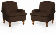 Conjunto 2 Poltrona Vovó Lucy Decorativa Luxo Suede Marrom