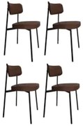 Cadeira de Jantar Estofada Kit 4 Ella M25 Sintético Marrom - Mpozenato