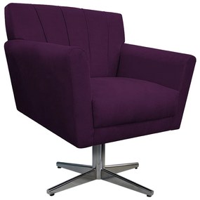 Poltrona Laura Base Giratória de Metal Suede Roxo - ADJ Decor