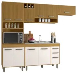 Cozinha Compacta Pia 120cm Emily Freijó/Ripado/Off Acetinado Z44 - Mpo