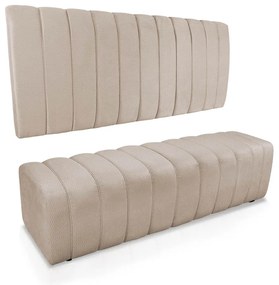 Kit Calçadeira e Painel Olivia King 195 cm Veludo - D'Rossi - A85 Bege