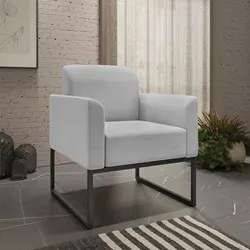 Kit Namoradeira e 1 Poltrona Decorativa Base Industrial Preta Maressa