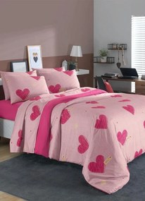 Jogo de Cama Coração Rosa Queen 4 Peças
