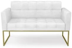 Sofá Namoradeira Base Industrial Dourado Ana Sintético PU Branco - Ibi