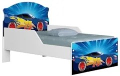 Mini Cama Infantil 148x68cm Proteção Lateral Carro Azul Z53 - Mpozenat