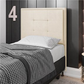 Cabeceira Solteiro Cama Box 90cm para Quarto Onix Suede M11 - D'Rossi - Bege