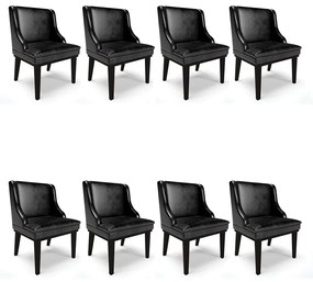 Kit 08 Cadeiras de Jantar Liz Corano Base Fixa Madeira Preto D03 - D'Rossi - Preto