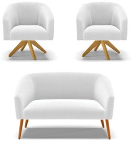 Namoradeira e 2 Poltronas Giratória MA30 Stella Bouclê D03 - D'Rossi - Off White